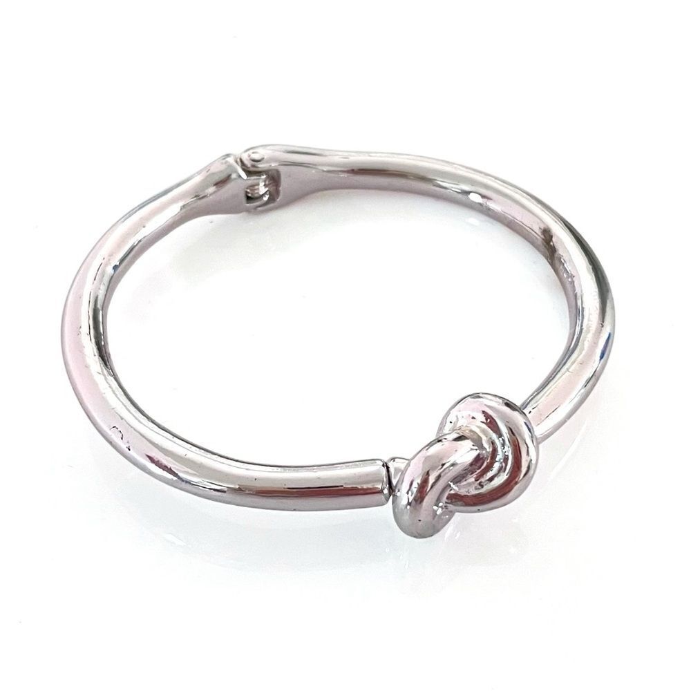 Silver Knot Hinged Bangle Bracelet